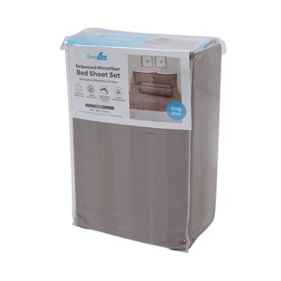 Gambar Sleeplite 180x200 cm Set 5 Pcs Seprai King Microfiber Emboss - Cokelat Coffee