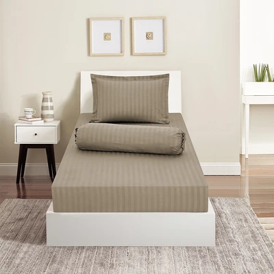 Gambar Sleeplite 120x200 cm Set 3 Pcs Seprai Single Microfiber Emboss - Cokelat Tan