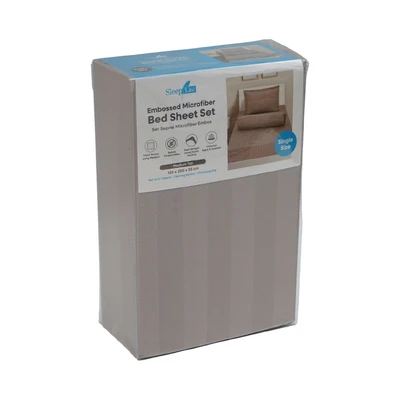Gambar Sleeplite 120x200 cm Set 3 Pcs Seprai Single Microfiber Emboss - Cokelat Tan