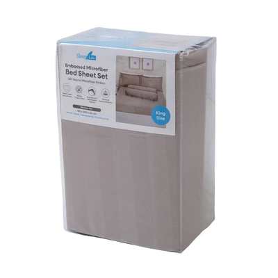 Gambar Sleeplite 180x200 cm Set 5 Pcs Seprai King Microfiber Emboss - Cokelat Tan