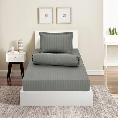 Gambar Sleeplite 120x200 cm Set 3 Pcs Seprai Single Microfiber Emboss - Abu-abu Smoke
