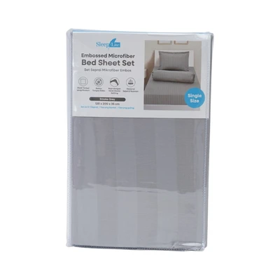 Gambar Sleeplite 120x200 cm Set 3 Pcs Seprai Single Microfiber Emboss - Abu-abu Smoke
