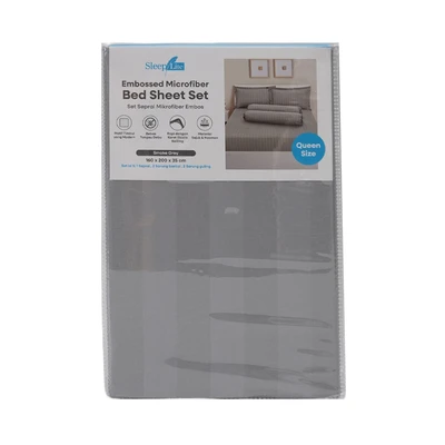 Gambar Sleeplite 160x200 cm Set 5 Pcs Seprai Queen Microfiber Emboss - Abu-abu Smoke