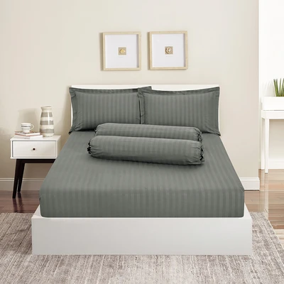 Gambar Sleeplite 180x200 cm Set 5 Pcs Seprai King Microfiber Emboss - Abu-abu Smoke