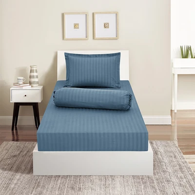 Gambar Sleeplite 120x200 cm Set 3 Pcs Seprai Single Microfiber Emboss - Biru Tide