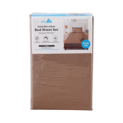 Gambar Sleeplite 120x200 cm Set 3 Pcs Seprai Microfiber Single Solid - Cokelat Praline