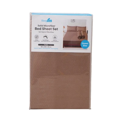Gambar Sleeplite 160x200 cm Set 5 Pcs Seprai Microfiber Queen Solid - Cokelat Praline