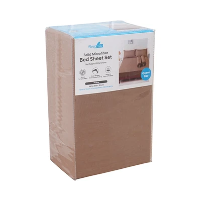 Gambar Sleeplite 160x200 cm Set 5 Pcs Seprai Microfiber Queen Solid - Cokelat Praline