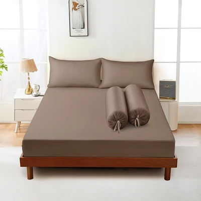Gambar Sleeplite 180x200 cm Set 5 Pcs Seprai Microfiber King Solid - Cokelat Praline