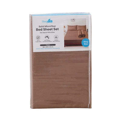 Gambar Sleeplite 180x200 cm Set 5 Pcs Seprai Microfiber King Solid - Cokelat Praline
