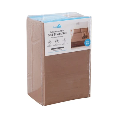 Gambar Sleeplite 180x200 cm Set 5 Pcs Seprai Microfiber King Solid - Cokelat Praline