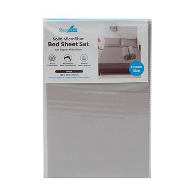 Gambar Sleeplite 160x200 cm Set 5 Pcs Seprai Microfiber Queen Solid - Krem Beige