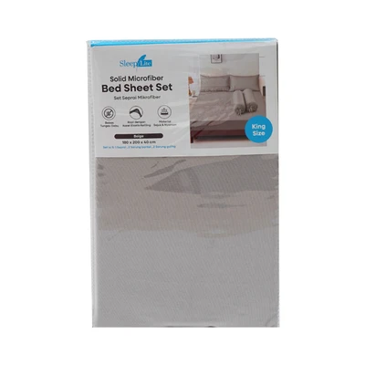Gambar Sleeplite 180x200 cm Set 5 Pcs Seprai Microfiber King Solid - Krem Beige