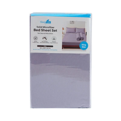Gambar Sleeplite 180x200 cm Set 5 Pcs Seprai Microfiber King Solid - Ungu Lilac
