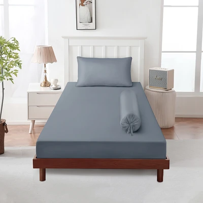 Gambar Sleeplite 120x200 cm Set 3 Pcs Seprai Microfiber Single Solid - Abu-abu Steel