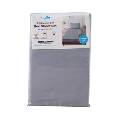 Gambar Sleeplite 120x200 cm Set 3 Pcs Seprai Microfiber Single Solid - Abu-abu Steel