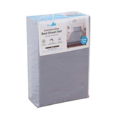 Gambar Sleeplite 120x200 cm Set 3 Pcs Seprai Microfiber Single Solid - Abu-abu Steel