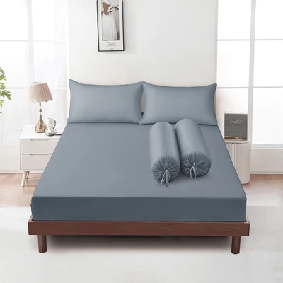 Gambar Sleeplite 160x200 cm Set 5 Pcs Seprai Microfiber Queen Solid - Abu-abu Steel