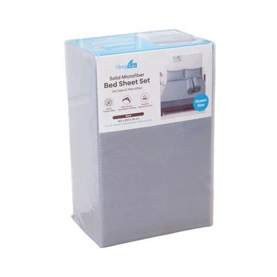 Gambar Sleeplite 160x200 cm Set 5 Pcs Seprai Microfiber Queen Solid - Abu-abu Steel