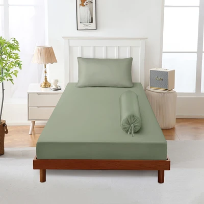 Gambar Sleeplite 120x200 cm Set 3 Pcs Seprai Microfiber Single Solid - Hijau Matcha