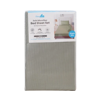Gambar Sleeplite 120x200 cm Set 3 Pcs Seprai Microfiber Single Solid - Hijau Matcha