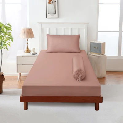 Gambar Sleeplite 120x200 cm Set 3 Pcs Seprai Microfiber Single Solid - Pink Nude