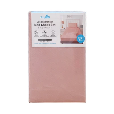 Gambar Sleeplite 120x200 cm Set 3 Pcs Seprai Microfiber Single Solid - Pink Nude