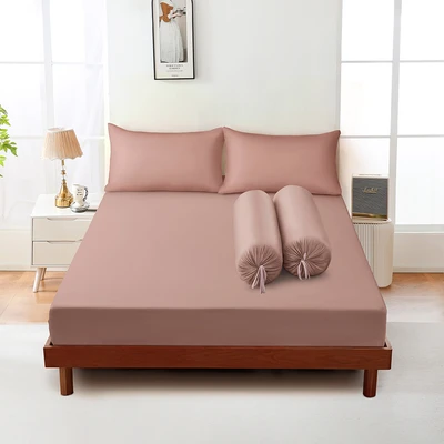 Gambar Sleeplite 160x200 cm Set 5 Pcs Seprai Microfiber Queen Solid - Nude