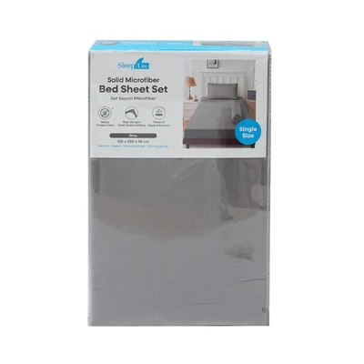 Gambar Sleeplite 120X200 Cm Set 3 Pcs Seprai Microfiber Single Solid - Abu-Abu