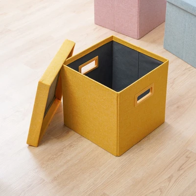 Gambar Stora Bangku Ottoman Lipat Soft Dengan Tutup 30x30 cm - Kuning