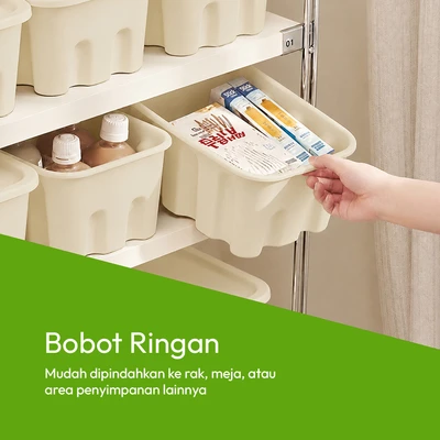 Gambar Stora Crate Kotak Penyimpanan 29x19x12 cm - Krem