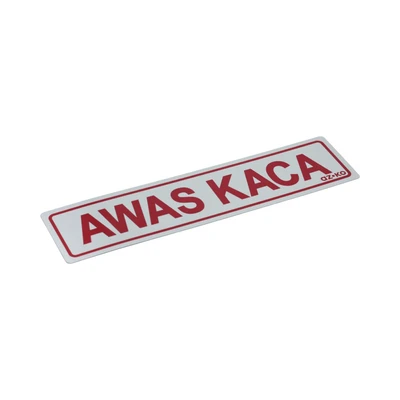 Gambar Azko Stiker Anodized Sign Awas Kaca 4.5x19.5 cm