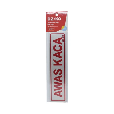 Gambar Azko Stiker Anodized Sign Awas Kaca 4.5x19.5 cm