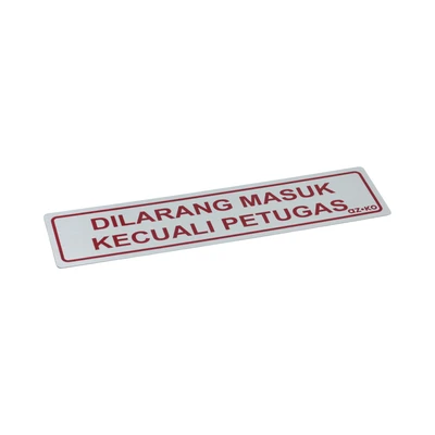 Gambar Azko Stiker Anodized Sign Dilarang Masuk Kecuali Petugas 4.5x19.5 cm