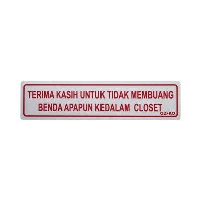 Gambar Azko Stiker Anodized Sign Terima Kasih Untuk Tidak Membuang Benda Kedalam Closet 4.5x19.5 cm