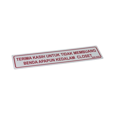Gambar Azko Stiker Anodized Sign Terima Kasih Untuk Tidak Membuang Benda Kedalam Closet 4.5x19.5 cm