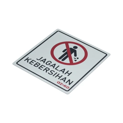 Gambar Azko Stiker Anodized Sign Jagalah Kebersihan 9x10 cm