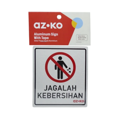 Gambar Azko Stiker Anodized Sign Jagalah Kebersihan 9x10 cm