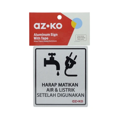 Jual Azko 9 X 10 Cm Stiker Anodized Sign Harap Matikan Air Listik ...