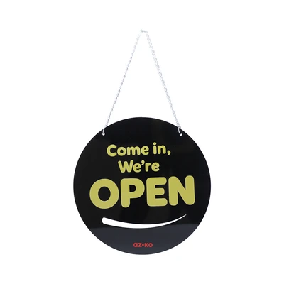 Gambar Azko Stiker Anodized Sign Come In Were Open & Sorry Were Close 17x17 cm - Hitam
