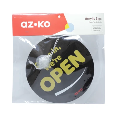 Gambar Azko Stiker Anodized Sign Come In Were Open & Sorry Were Close 17x17 cm - Hitam