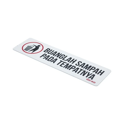 Gambar Azko Stiker Anodized Sign Buanglah Sampah Pada Tempatnya 7.6x26 cm - Putih