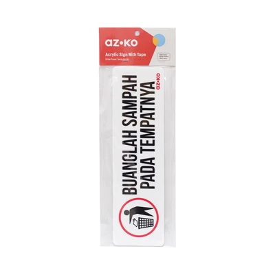 Gambar Azko Stiker Anodized Sign Buanglah Sampah Pada Tempatnya 7.6x26 cm - Putih