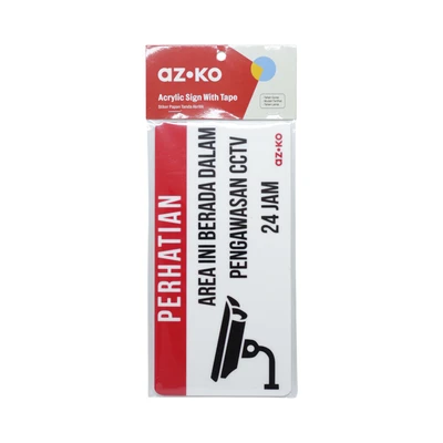 Gambar Azko Stiker Anodized Sign Area Ini Berada Dalam Pengawasan CCTV 24 Jam 10x20 cm - Putih