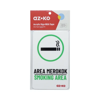 Gambar Azko Stiker Anodized Sign Smoking Area 10x16 cm - Putih