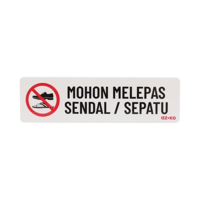 Gambar Azko Stiker Anodized Sign Mohon Melepas Sendal/Sepatu 7.5x26 cm - Putih