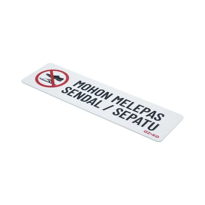 Gambar Azko Stiker Anodized Sign Mohon Melepas Sendal/Sepatu 7.5x26 cm - Putih