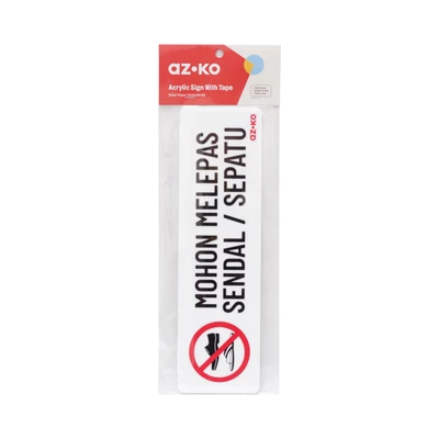 Gambar Azko Stiker Anodized Sign Mohon Melepas Sendal/Sepatu 7.5x26 cm - Putih