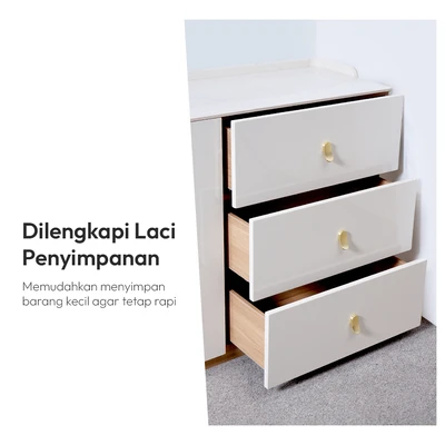 Gambar Informa Inka Kabinet 2 Pintu Dengan 3 Laci - Cokelat Khaki