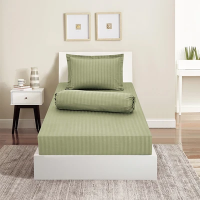 Gambar Sleeplite 120x200 cm Set 3 Pcs Seprai Single Microfiber Emboss - Hijau Basil